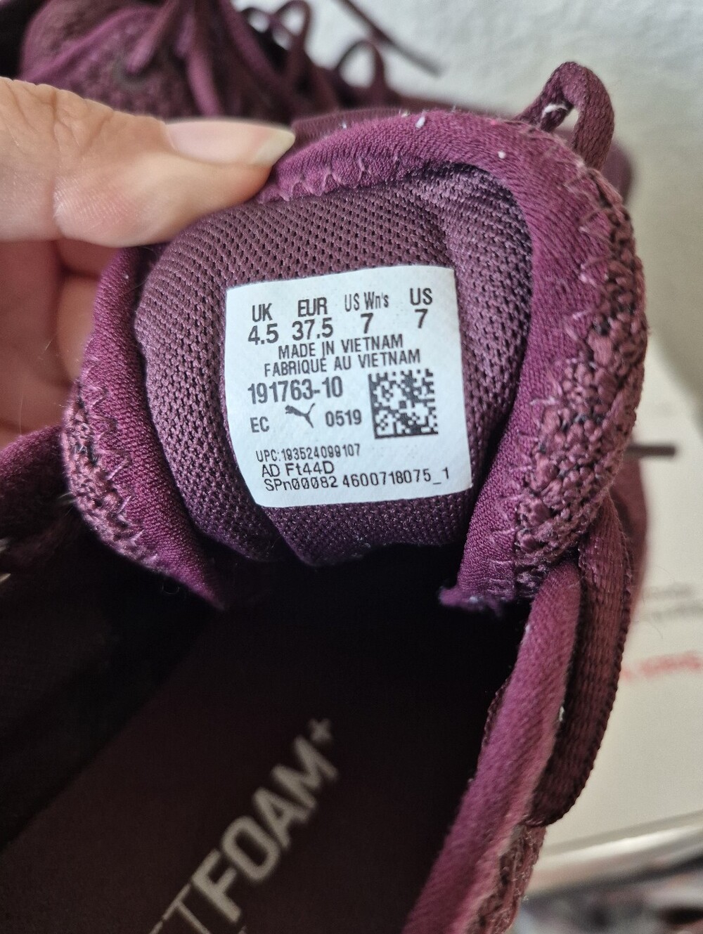 Puma Women’s Burgundy and Pink Knit Sneakers - Picture 9 of 9